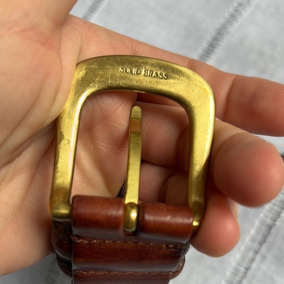 Brown Leather Braided Belt with Brass Buckle - Picture 5 of 10